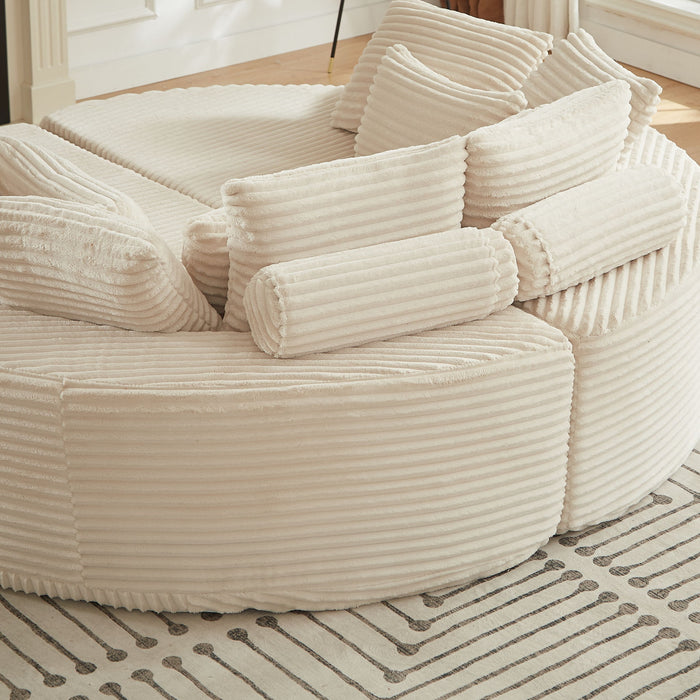 Round Oversized Sofa Bed With 5 Throw Pillows