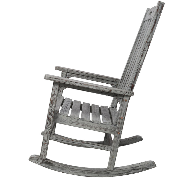 Oversized Porch Rocker Chair With Wide Seat And Tall Backrest