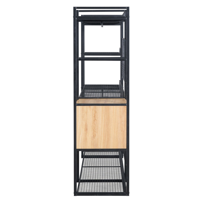 Open Style Wardrobe With Hanging Rails, Shelves And Drawers