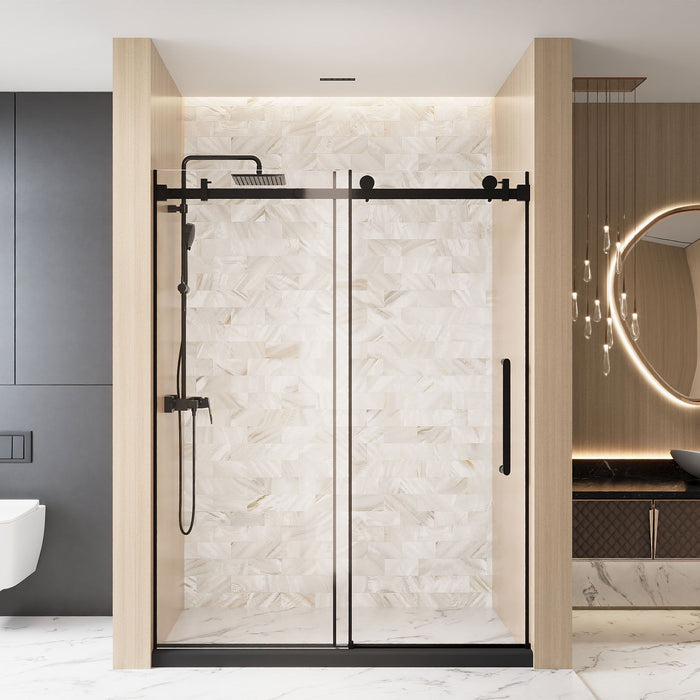 Frameless Single Sliding Shower Door, Square Tube Track