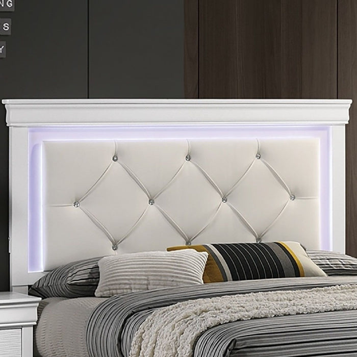 Tufted Headboard Bed With LED Lighting