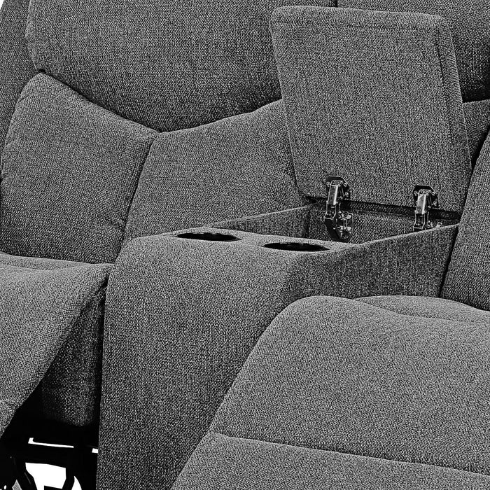 Kalen - Chenille Loveseat With Console - Gray