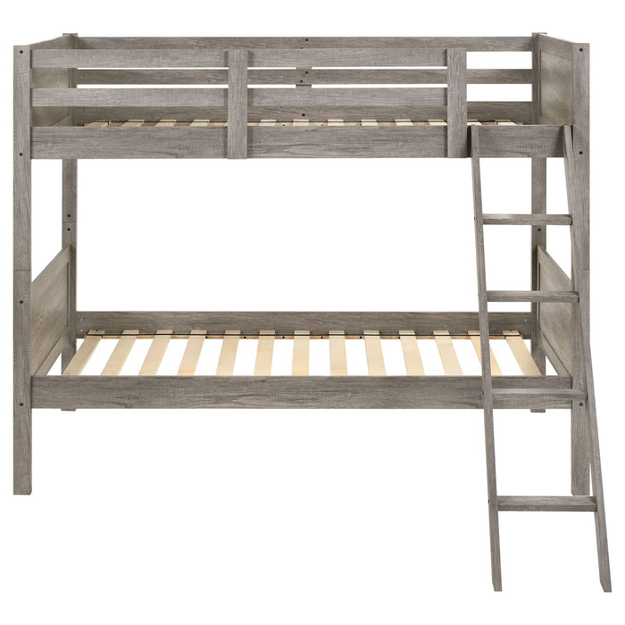 Brenton - Twin Over Twin Bunk Bed With Ladder - Taupe