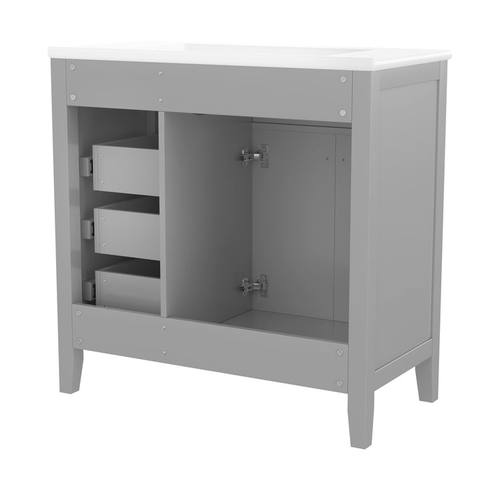Modern Bathroom Vanity With Sink, Freestanding Design With Drawers And Doors