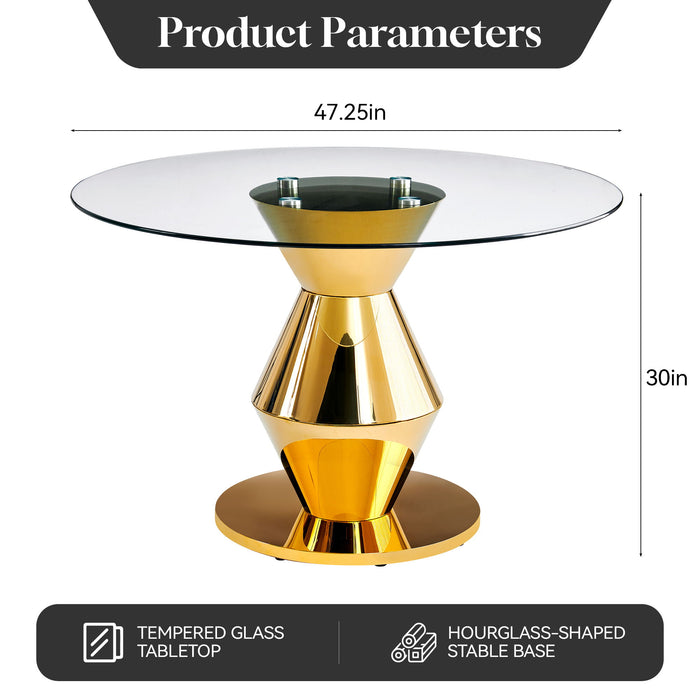 Round Dining Table - Gold