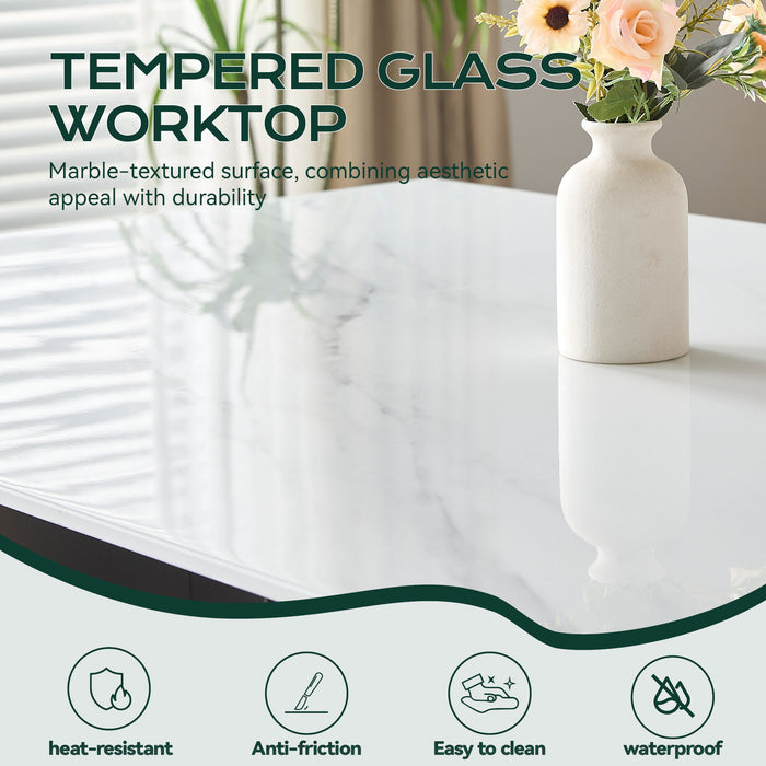 Rectangular Dining Table - Gray / White