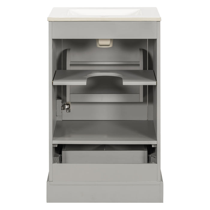 Bathroom Vanity With Sink, Soft Close Door, Adjustable U-Shaped Shelf