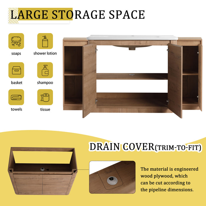 Freestanding Bathroom Vanity With Sink, 2 Small Storage Cabinets, Soft Close Doors