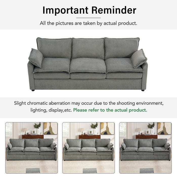 Modern Sofa Set With Double Layer Cushion And Side Storage Pockets