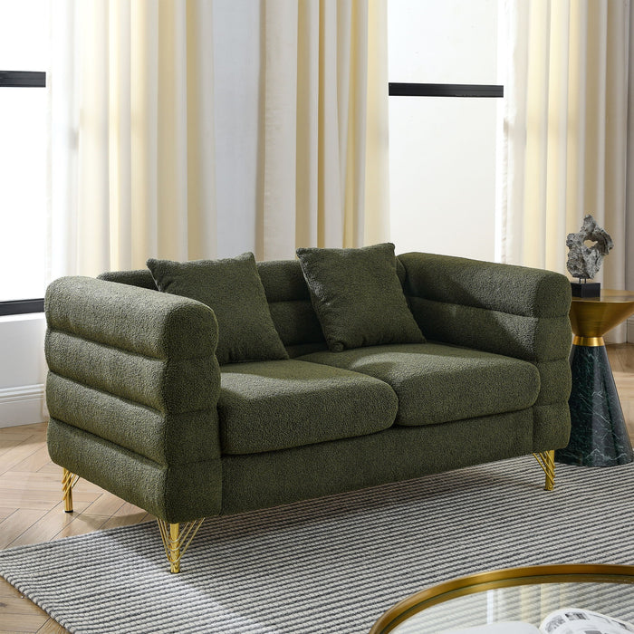 Oversized 2 Seater Sectional Sofa With Deep Seating And 2 Pillows