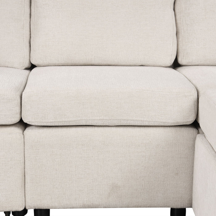 Modern 2 Seater Loveseat Sofa With Pull-Out Bed, Chenille Fabric, Built-In USB Ports & Cup Holders