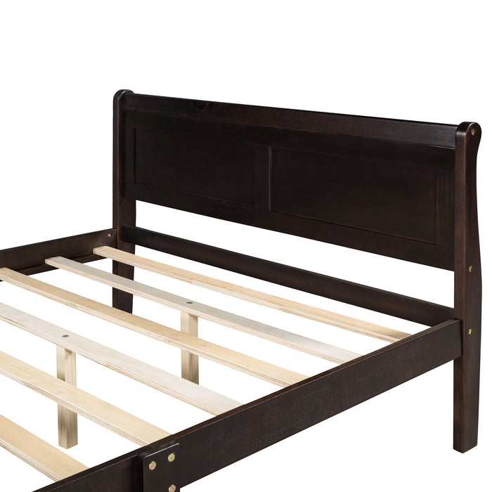 Platform Bed Frame Mattress Foundation Sleigh Bed With Headboard / Footboard / Wood Slat Suppor