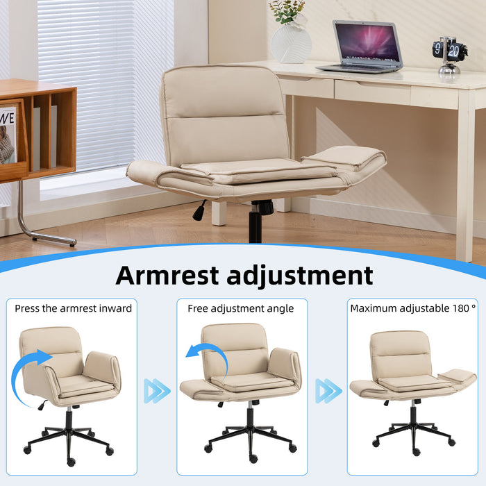 Criss Cross Swivel Desk Chair With Adjustable Armrests & Wheels For Home Office