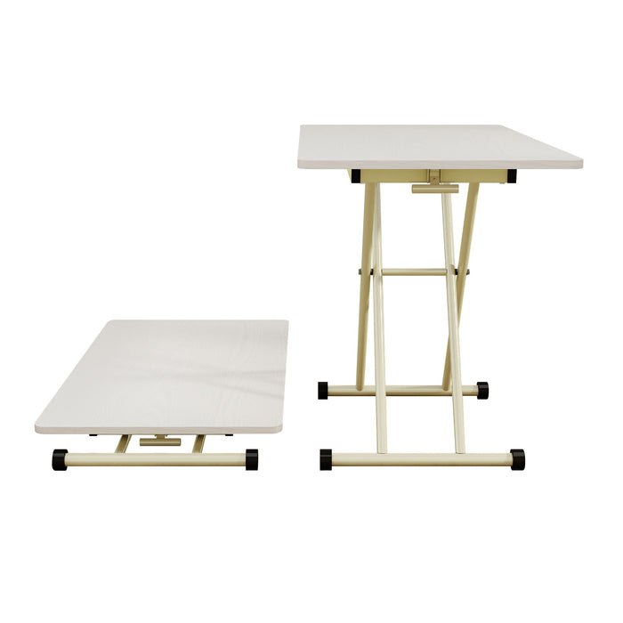 Adjustable Standing Table, Indoor & Outdoor Use, Portable With Adjustable Height - Off White / White