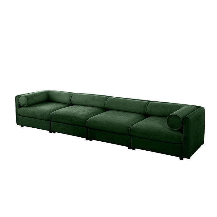 Stylish Chenille Sofa With Storage Seat And Cylindrical Backrest