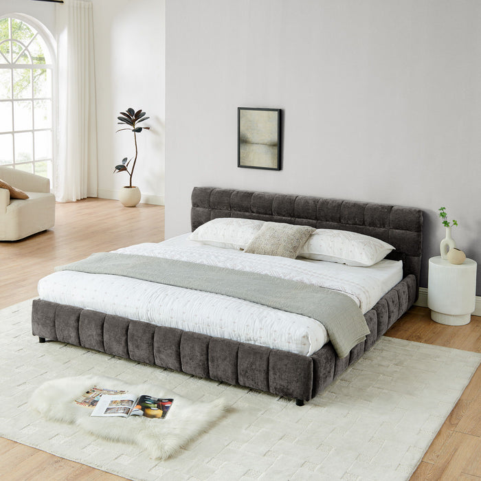 Modern Platform Bed Frame With Thick Fabric