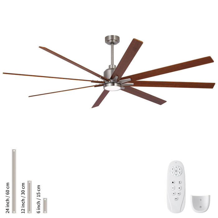 Oversized Large Ceiling Fan With Dimmable LED Light, 8 Blades, Remote Control