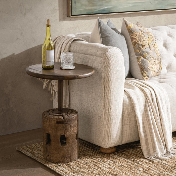 Amira - Large Round Accent Table - Dark Brown