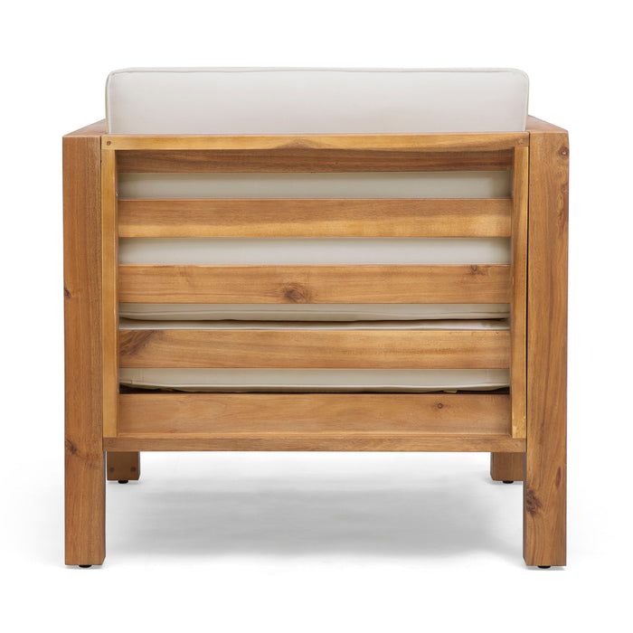 Outdoor Acacia Wood Patio Chair With Fabric Cushion