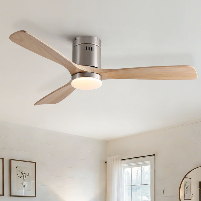 Low Profile Flush Mount Intergrated LED Ceiling Fan With Light And Silent Reversible Motor