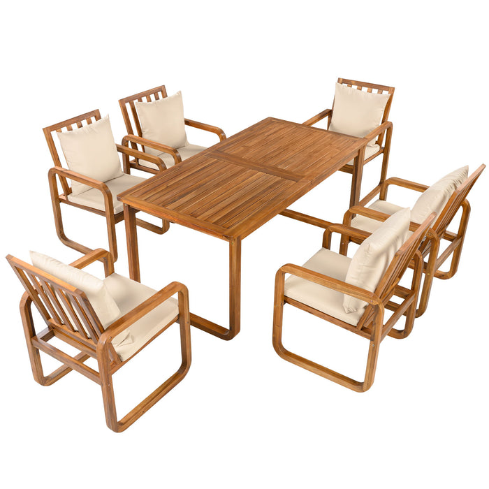 7 Piece Outdoor Patio Dining Set With Removable Cushions