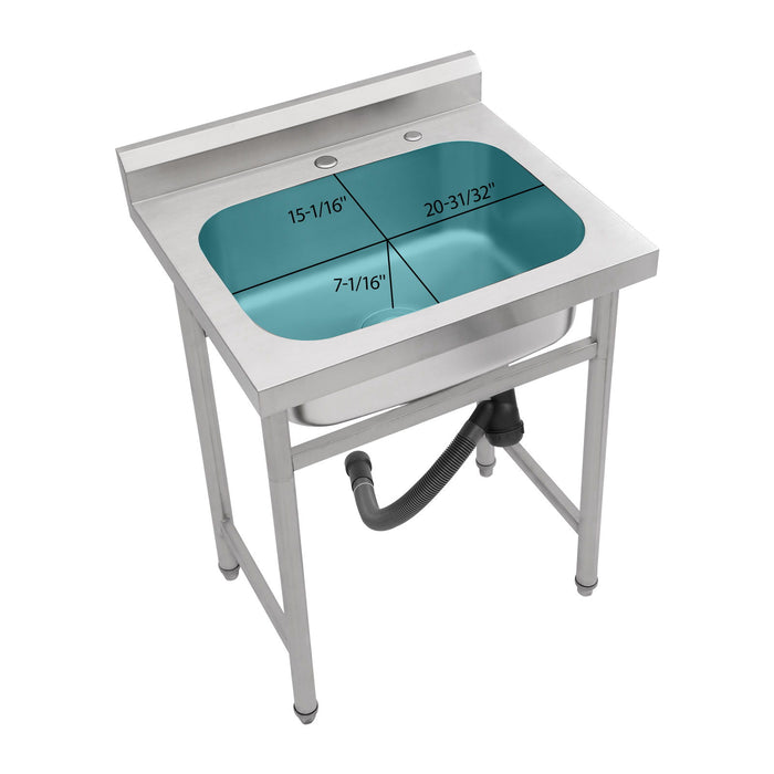 Single Bowl Utility Sink, Freestanding Commercial Kitchen Sink For Laundry Room - Brushed Nickel