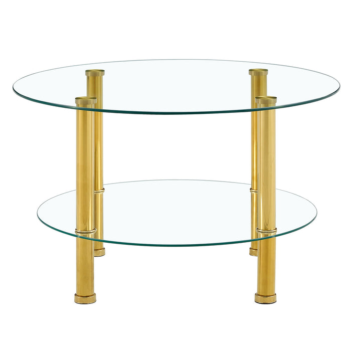 Contemporary Minimalist Double Layer Tempered Glass Coffee Table