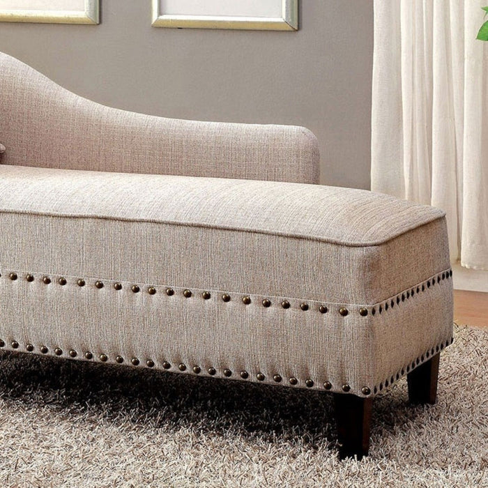 Chaise With Nailhead Trim And Plush Pillow