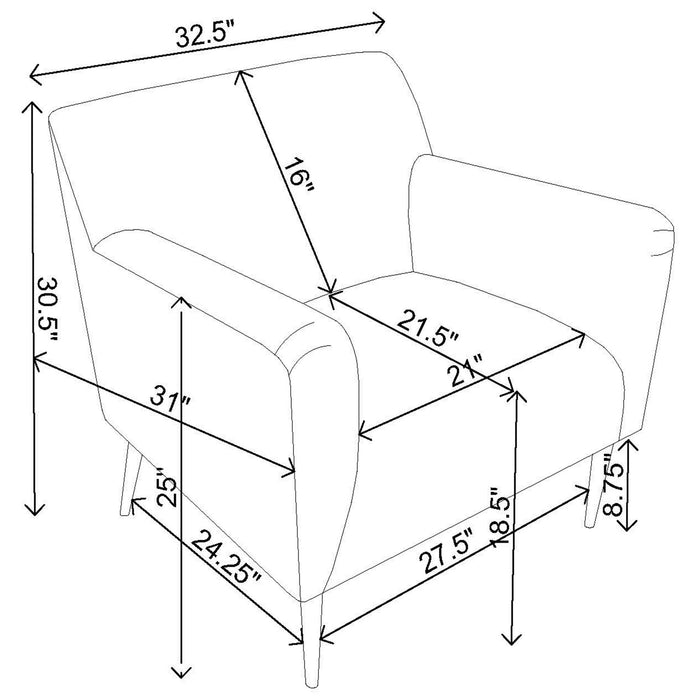Darlene - Upholstered English Arm Accent Chair - Yellow