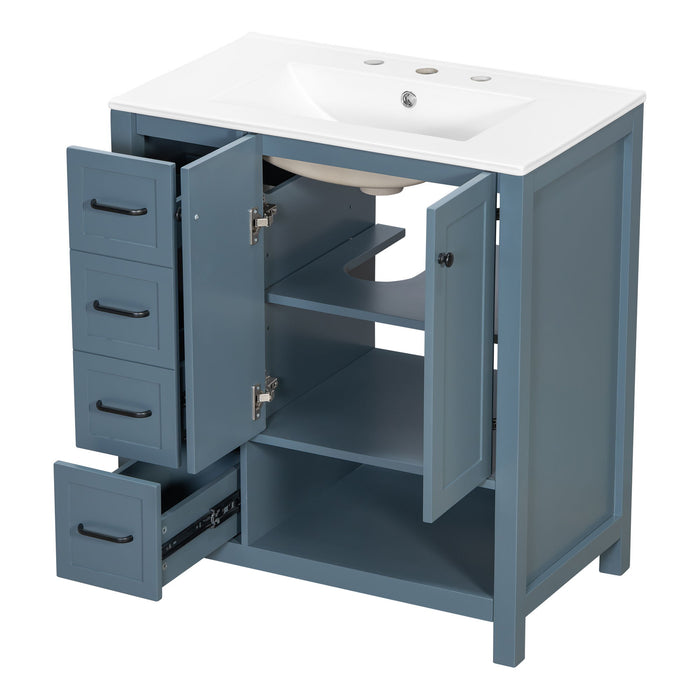 Bathroom Vanity With Sink Top, Bathroom Vanity Cabinet With 2 Doors And 2 Drawers, Open Shelf