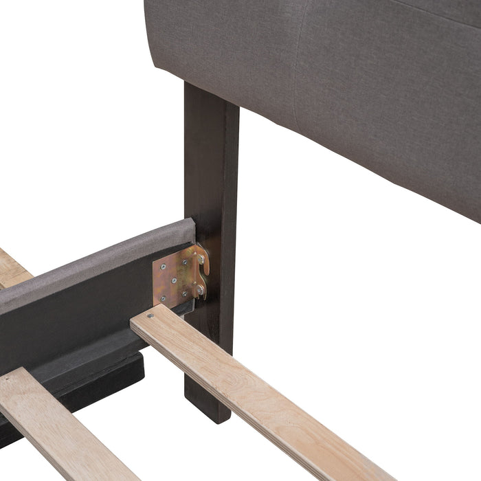 Upholstered Platform Bed With Classic Headboard And Drawers, No Box Spring Needed