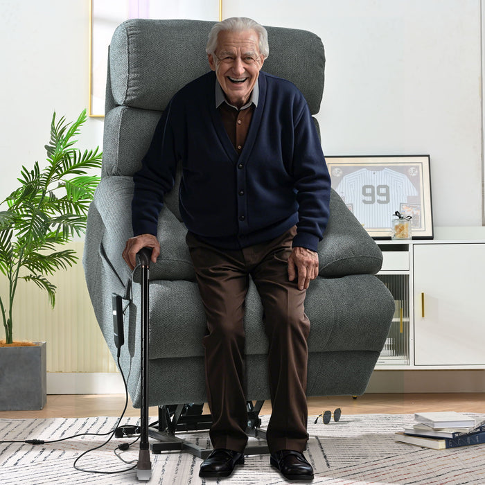 Oversized Power Lift Recliner Chai With Remote Control, Side Pocket, Spacious Seat