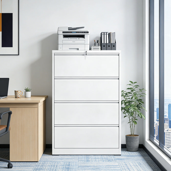 Lateral File Cabinet, Locking Heavy Duty, Anti-Tip Safety Interlock, Vertical Storage For Letter/Legal/A4 Files