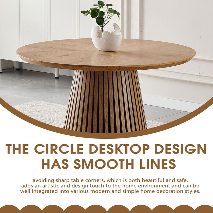 Round Dining Table For Dining Room - Natural Wood