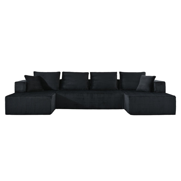 U-Shaped Modular Sectional Sofa With Double Chaise, Oversized Deep Seat For Living Room