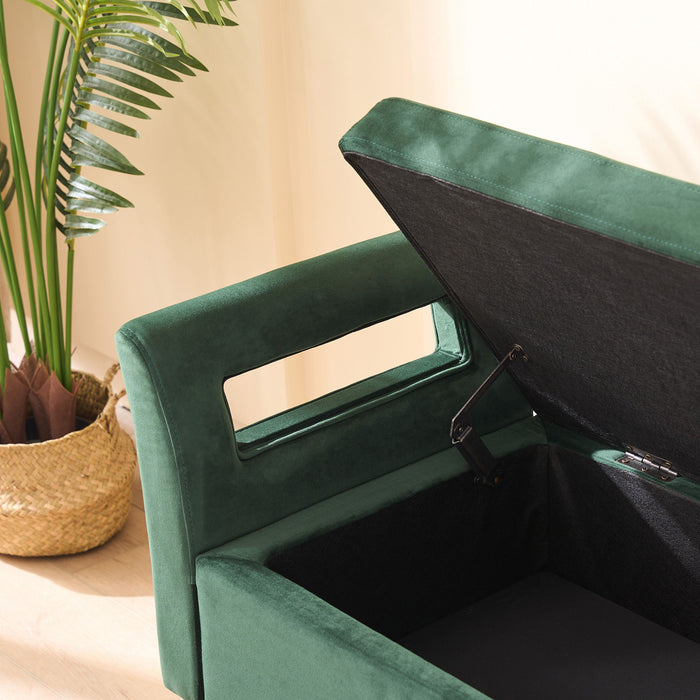 Wide Storage Soft Ottoman Bench With Armrests