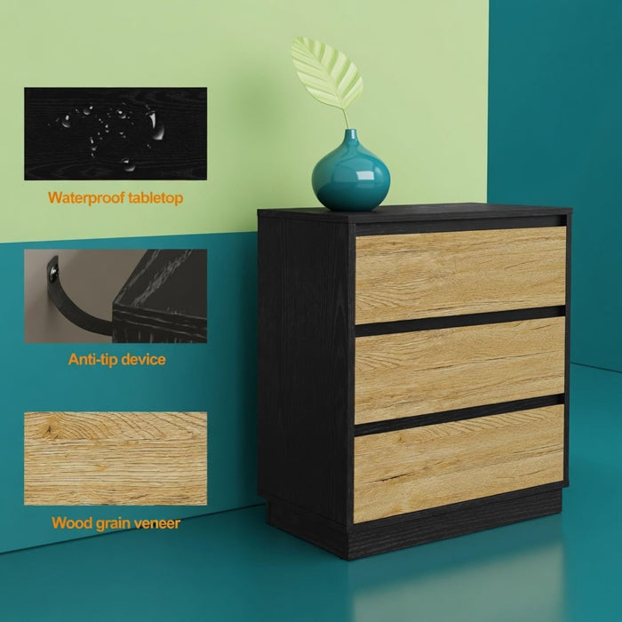 3 Drawer Nightstand, Bedroom Side Table