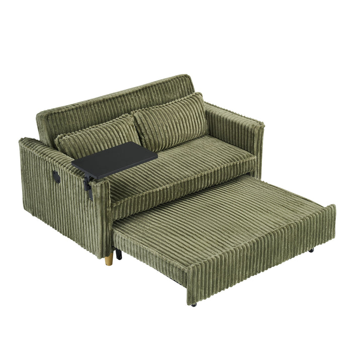 Pull Out Sofa With Movable Tabletop And USB Ports