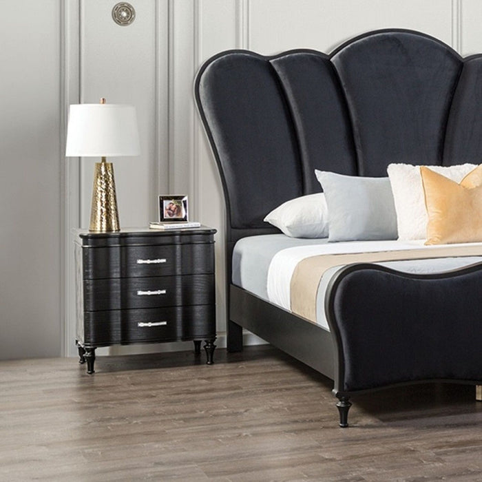 Nightstand, 3 Drawer Bedside Table - Black