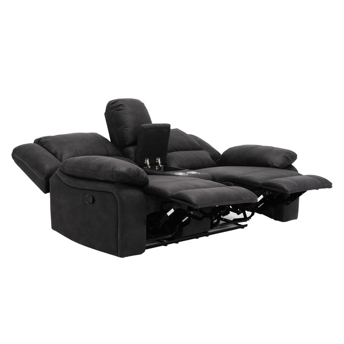 Reclining Console Loveseat - Black - Fabric