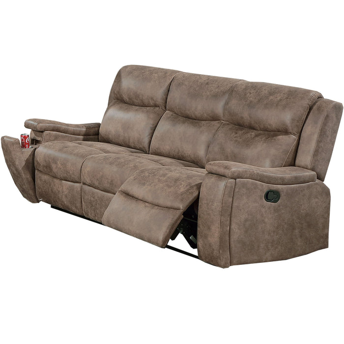1 Piece Manual Motion Sofa Console Loveseat With Plush Back Cushion And Hidden Cup Holder - Auburn