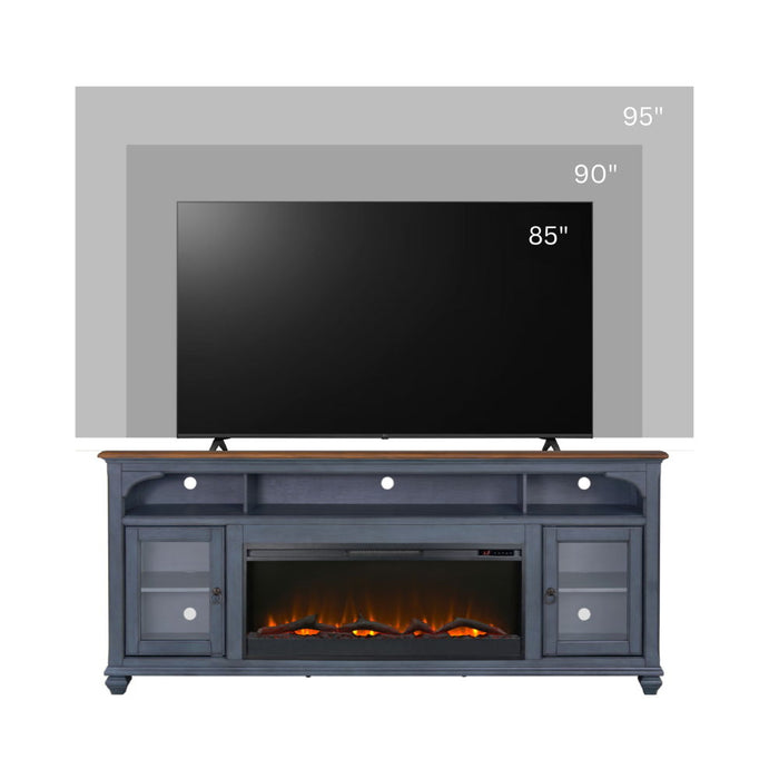 Fireplace TV Stand For TVs Up To 95" - Blue