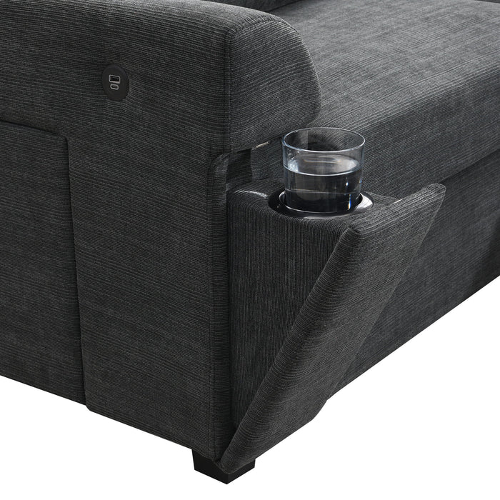 U Shaped Sectional Sofa 6 Seat Couch Set With Oversized Ottoman, Hidden Armrest Storage And Cup Holders USB Charging Ports Wide Seat Sofa