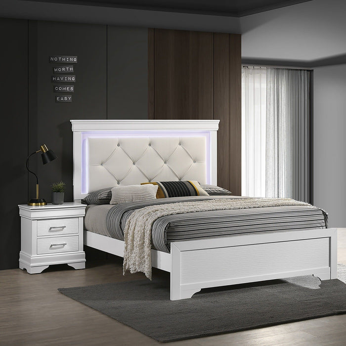 Tufted Headboard Bed With LED Lighting