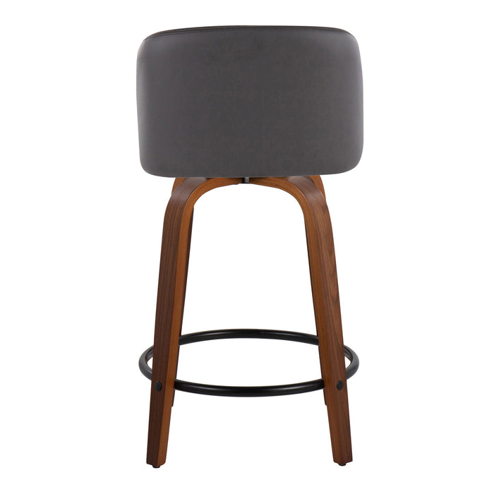 Toriano - Mid Century Modern, Fixed Height Counter Stool & Swivel And Round Footrest (Set of 2)