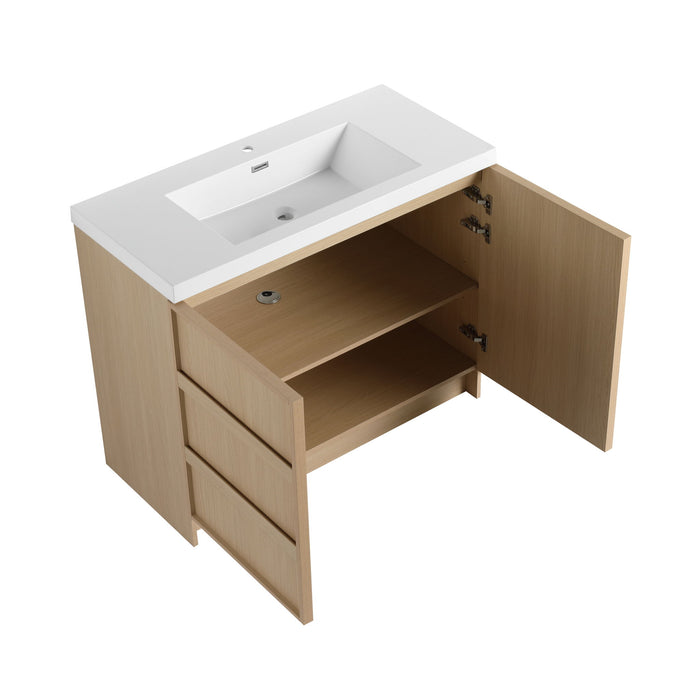Freestanding Bathroom Vanity With Sink & 2 Soft Close Cabinet Doors