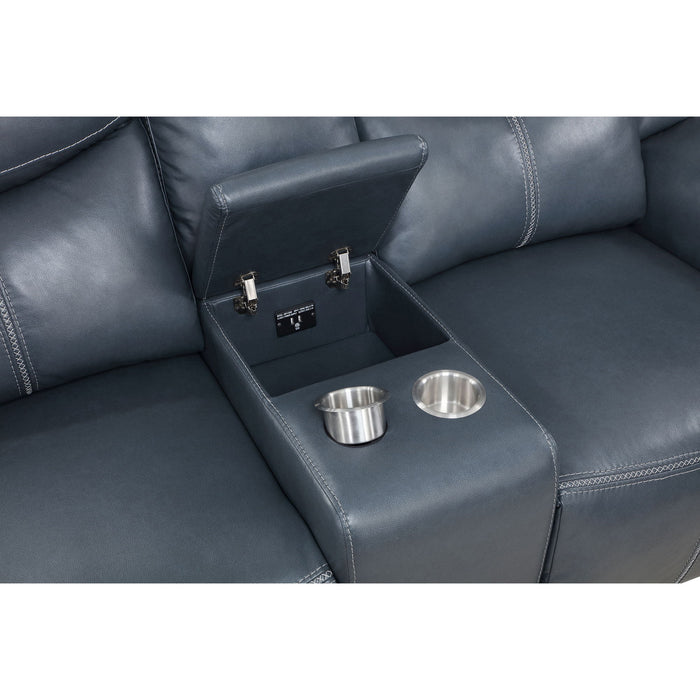 Stanwicke - Motion Reclining Loveseat With Console - Blue