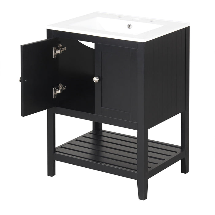 Modern Bathroom Vanity With Sink And Open Shelf