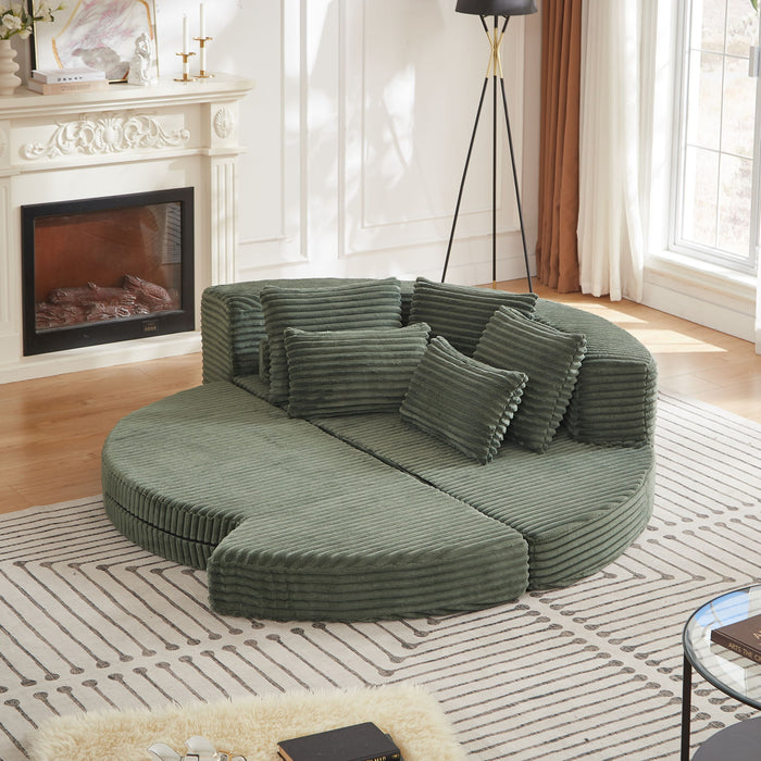 Semi Circular 2 In 1 Sofa Bed With Neck Pillow