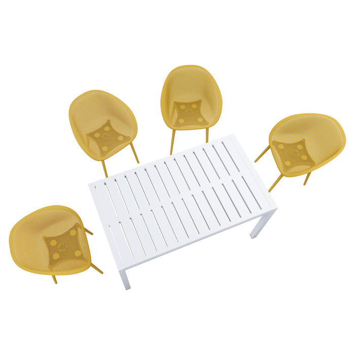 4 Pack Lounge Chair Set With Long Table